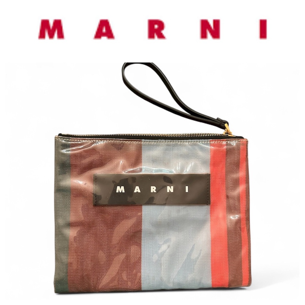 Marni Striped Wristlet Clutch